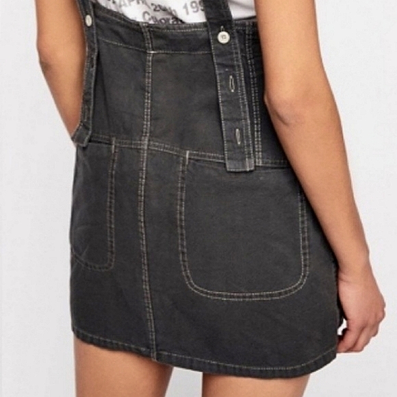 🌺 Free People Black Denim High Waist Jumper Skirt, Size 6 - Picture 6 of 10